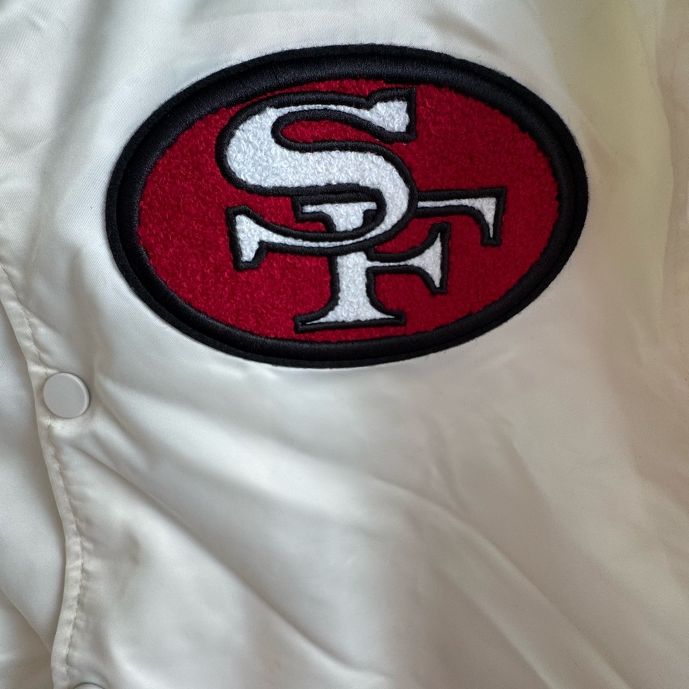 San Francisco 49ers Cream & Red Varsity Bomber Jacket - Picture 9 of 12